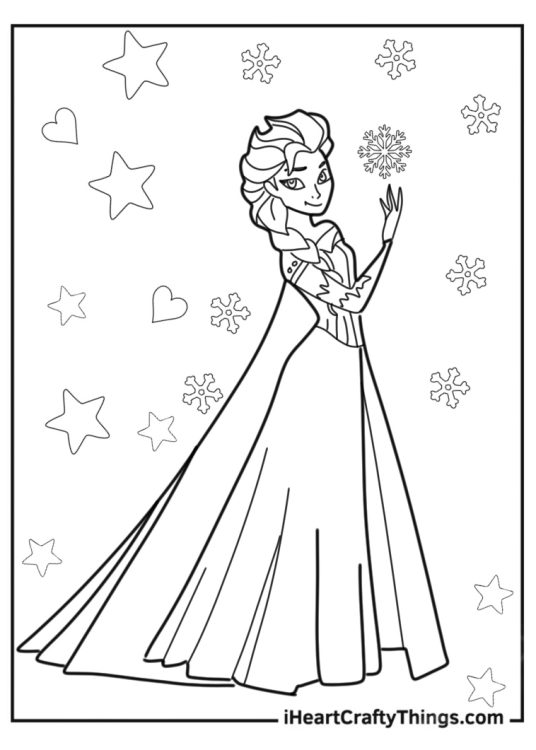 Easy Elsa Coloring Sheet For Young Kids