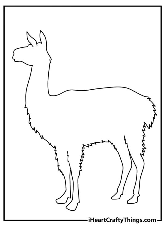 Easy llama silhouette coloring sheet for toddlers simple shapes