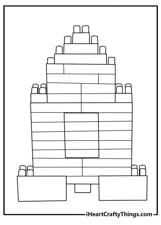 Easy printable of blocky toy spaceship design for preschool kids