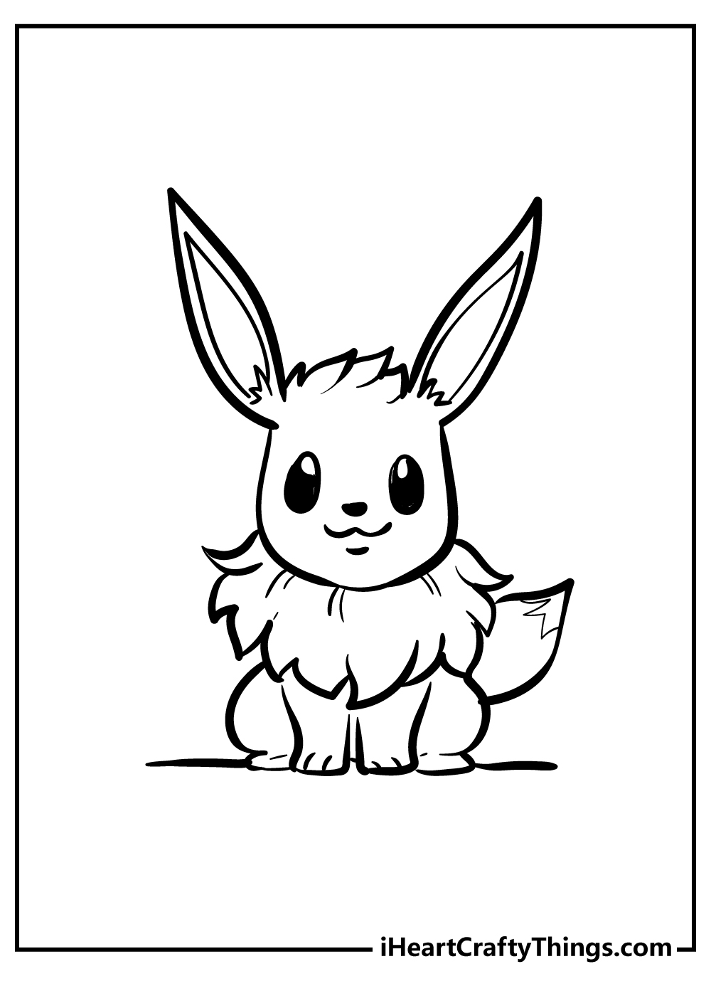 Free printable page of a cute Pokemon Eevee in a sitting position with an empty background