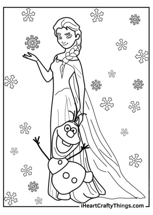 Elsa And Olaf From Frozen Coloring Page