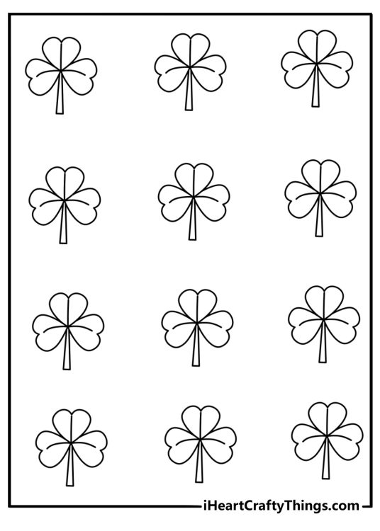 Four leaf clover field pattern repeating design coloring sheet