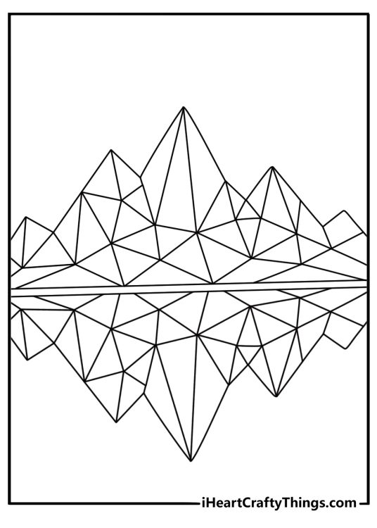 Free Abstract coloring pages coloring page with geometric mountains and pattern lines
