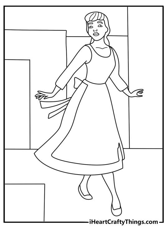 Free Cinderella coloring pages printable with Cinderella walking through a garden maze