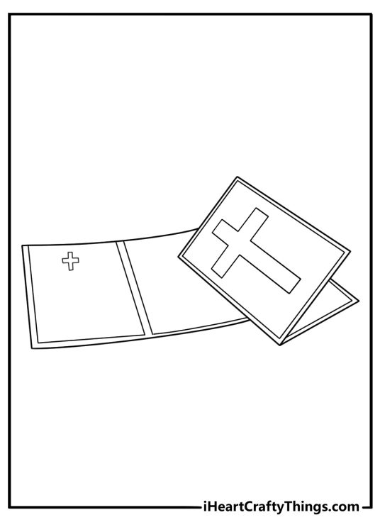 Free Cross coloring pages coloring page with a cross above a folded prayer card