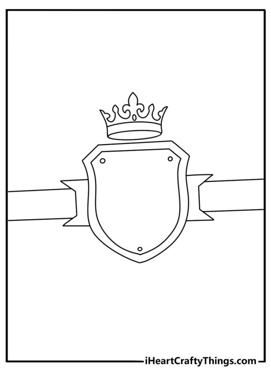 Free Crown coloring pages coloring page with a crown over a royal shield