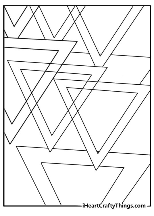 Free abstract printable with overlapping triangles and soft curved lines