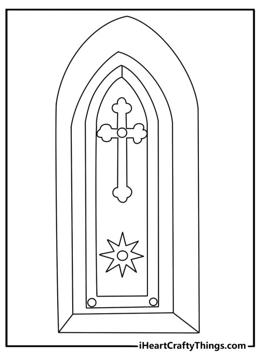 Free cross printable of a cross on a church window
