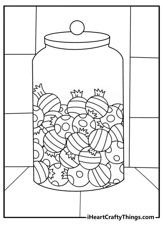 Free printable candy shop counter with jars of sweets