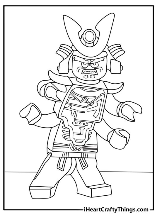 Free printable of Lord Garmadon with four arms in his dark armor