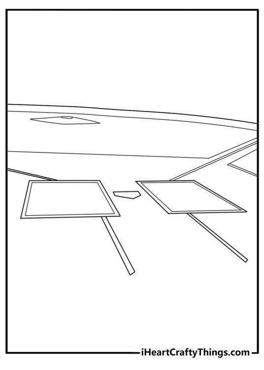 Home plate with crossed chalk lines baseball coloring page