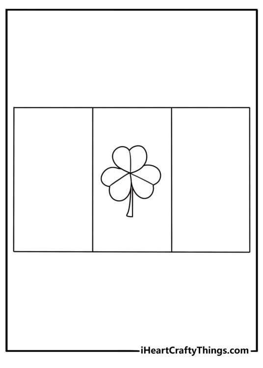 Irish flag with shamrock emblem printable coloring sheet