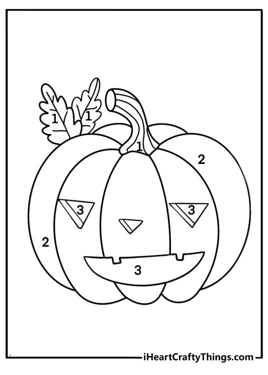 Jack O Lantern color by number printable pdf with simple guide for kids