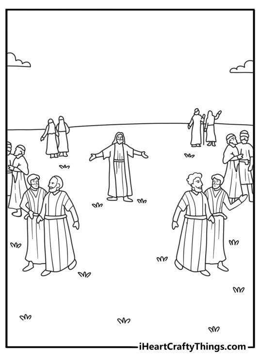 Jesus coloring page with Jesus sending out disciples two by two