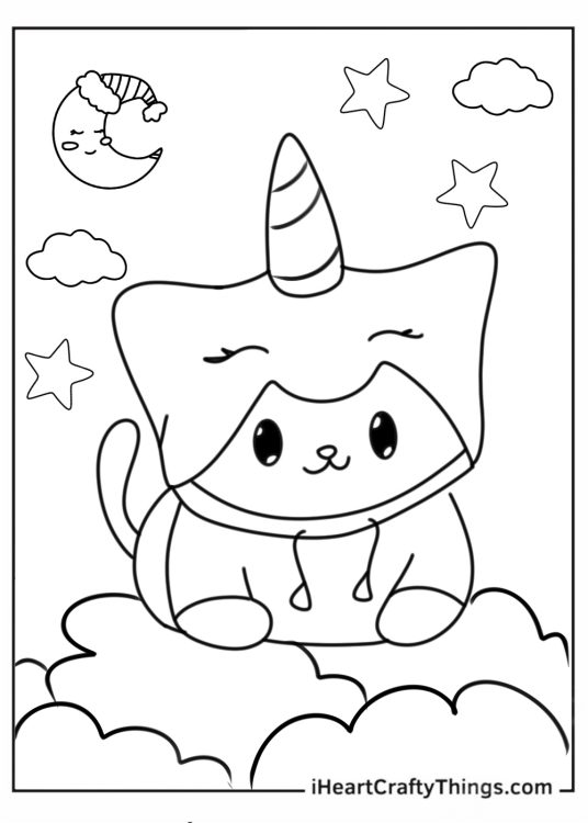 Kawaii Cat Coloring Sheet For Kids