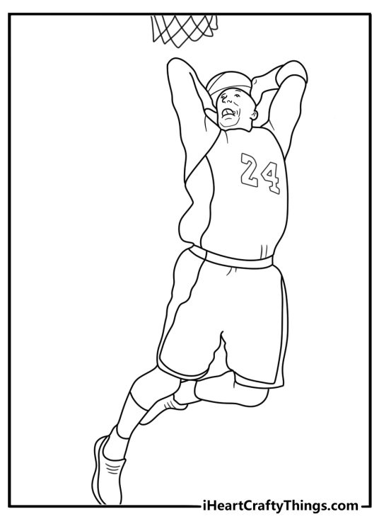 Kobe Bryant coloring page showing his famous fadeaway jump shot