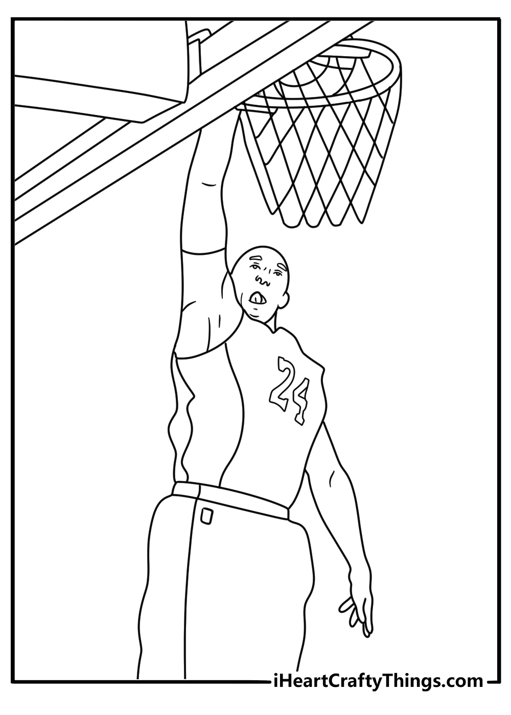 Kobe rises for a powerful dunk in a free basketball printable
