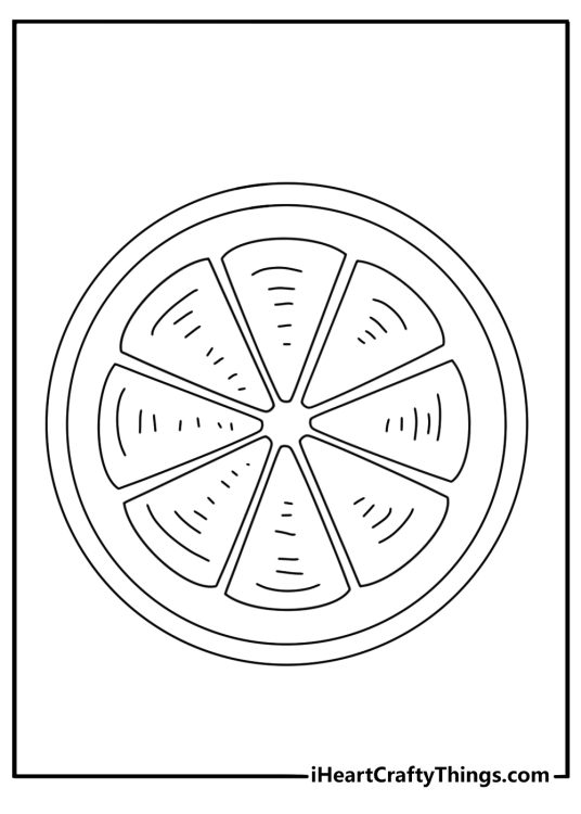 Lemon cross section showing segments simple coloring sheet