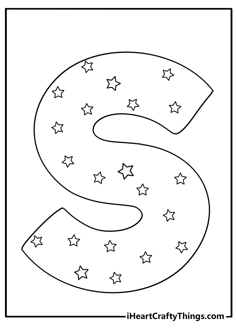 Letter S coloring page filled with small stars pattern