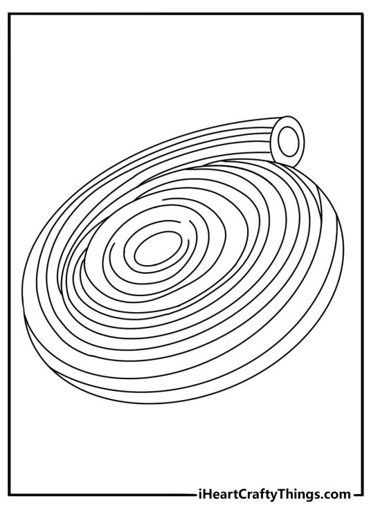 Licorice rope candy coiled in spiral coloring sheet