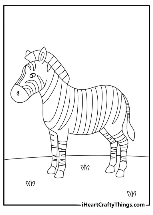 Long black and white stripes fill this simple zebra outline