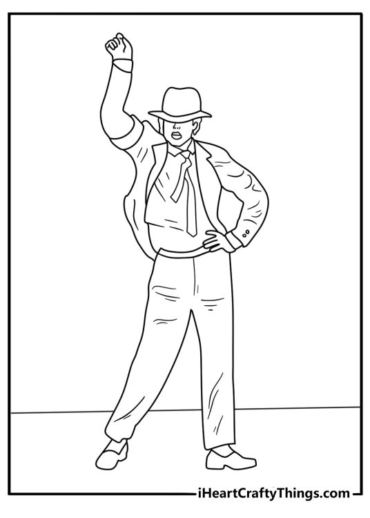 Michael Jackson coloring page with the performer in a dangerous era outfit