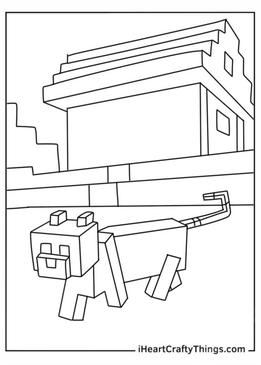 Minecraft Cat Coloring Page