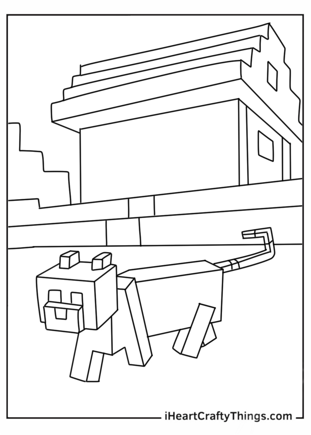 Minecraft Cat Coloring Page