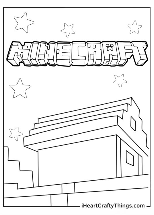 Minecraft Logo With Blocks Coloring Sheet