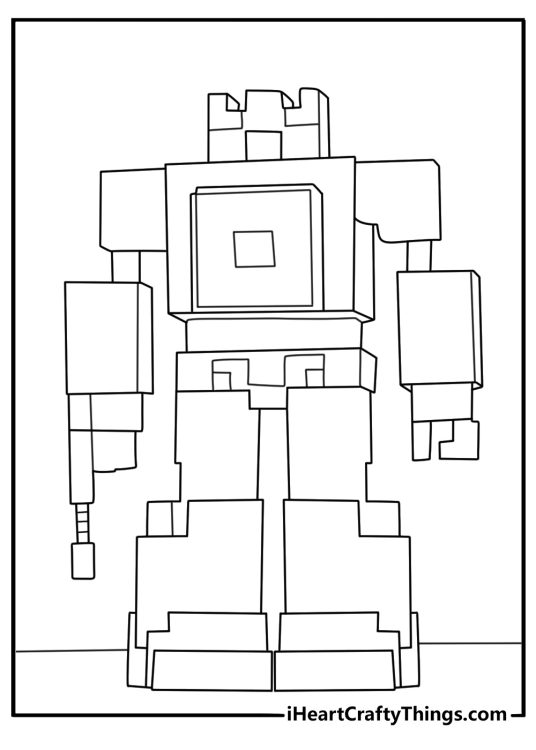 Minecraft style bumblebee blocky design fun coloring page for kids