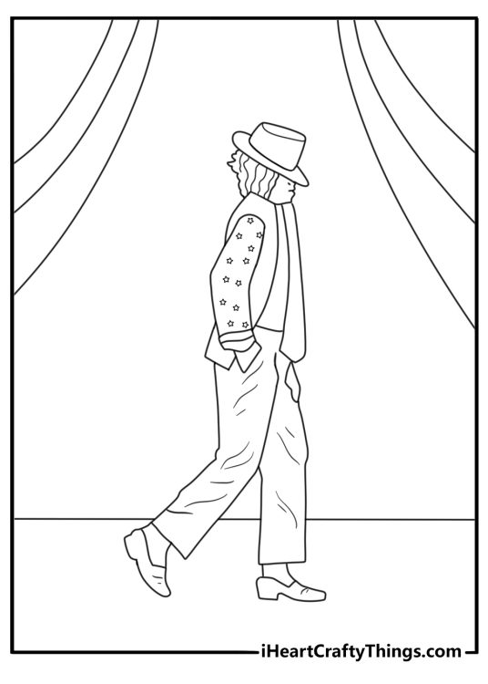 Moonwalker Michael Jackson coloring pages with the star sliding across lit floor panels