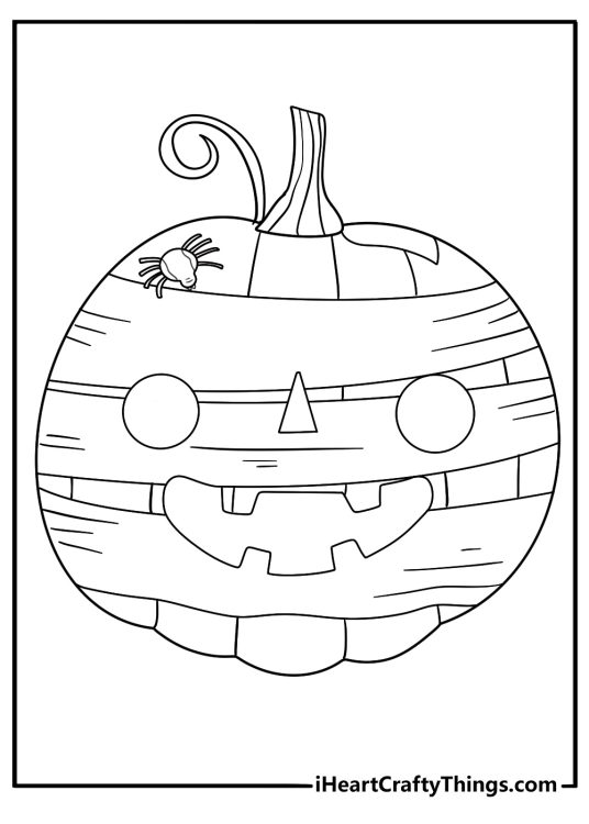Mummy wrap Jack O Lantern printable for kids with bandages crisscrossing the pumpkin