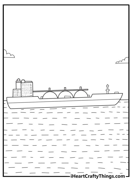 Oil tanker ship with large storage tanks cargo ship coloring page