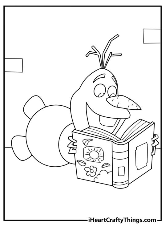 Olaf reading a book about summer dreams printable for kids