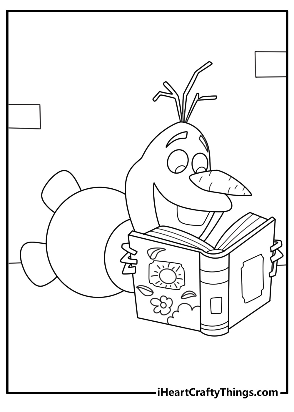 Olaf reading a book about summer dreams printable for kids