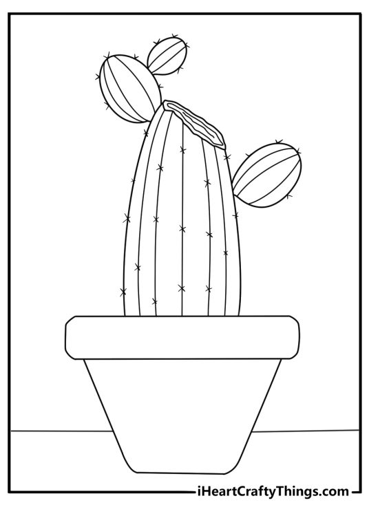 Old cactus stump with new growth cactus plant coloring pages