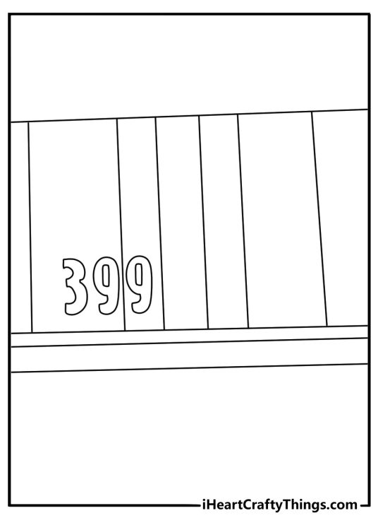 Outfield wall with distance marker baseball stadium coloring sheet