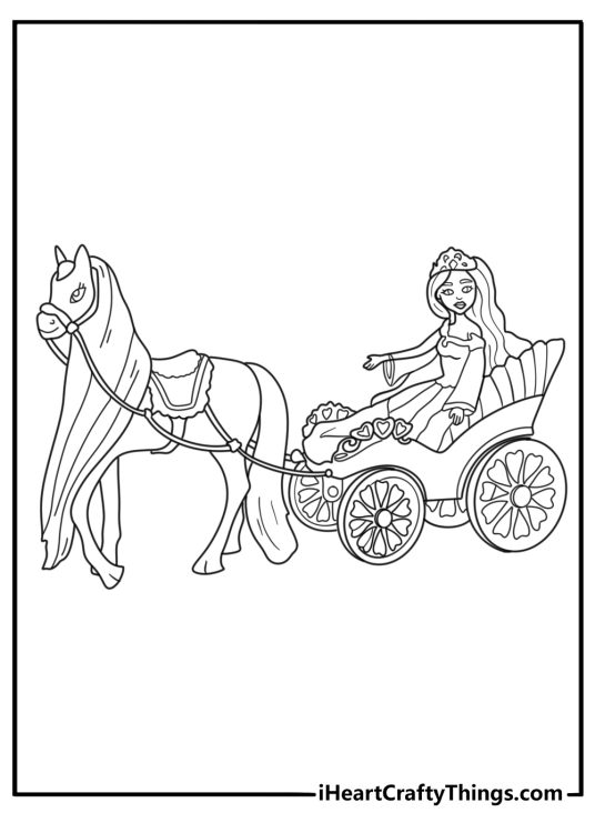 Princess doll in royal carriage Dolls coloring page
