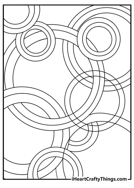 Printable coloring page of abstract raindrop shapes inside waves