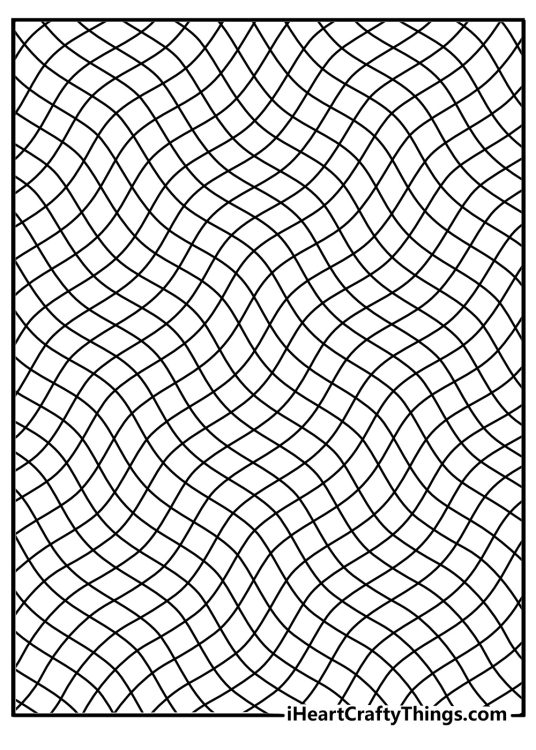 Printable stress relief coloring sheet with wave grid lines