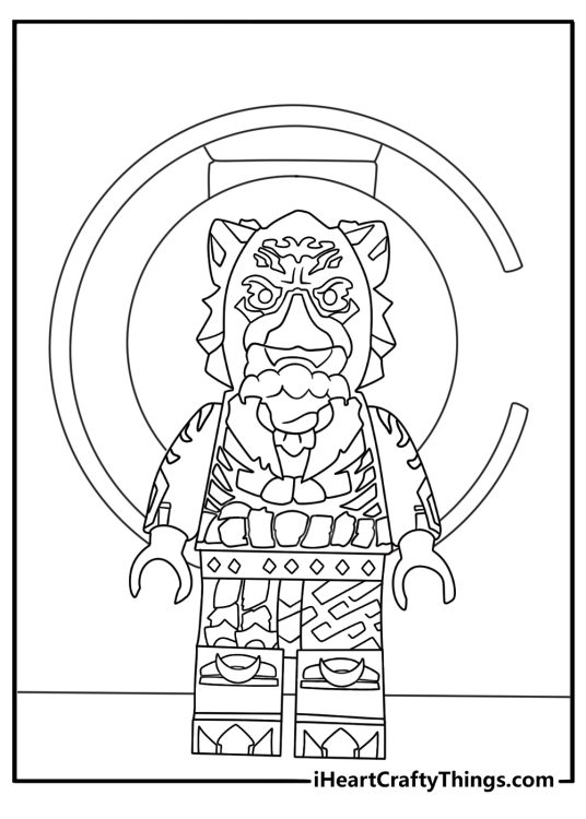 Ras stands beside a large gong in this detailed character coloring page