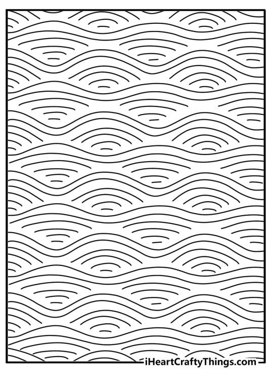 Relaxation stress relief coloring page with ocean ripple pattern