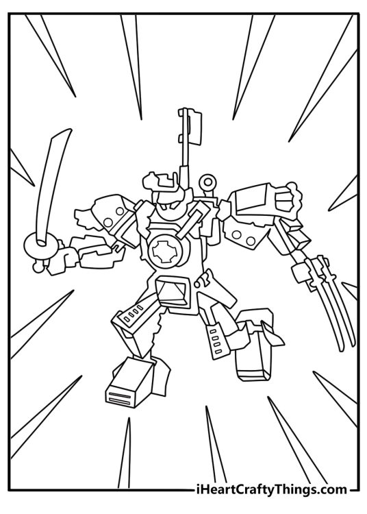 Samurai X rides a large mech in this LEGO Ninjago coloring page