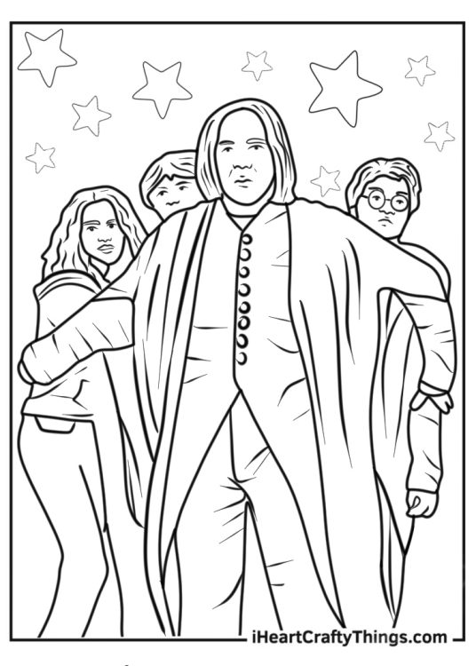 Severus Snape Protecting Harry, Ron, And Hermione