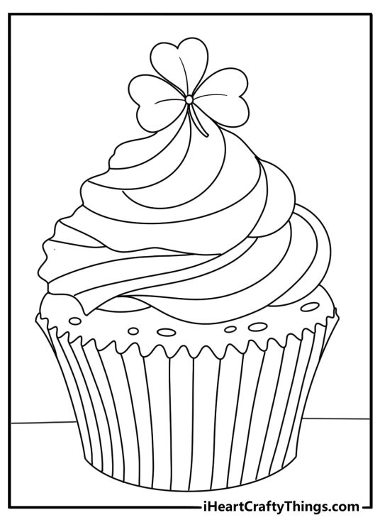 Shamrock cupcake topper party theme coloring page