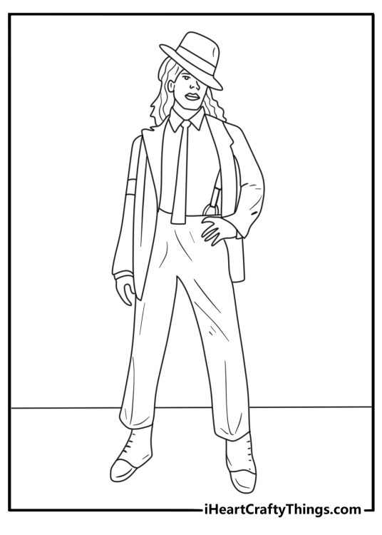 Simple Michael Jackson printable with the star in a smooth criminal suit