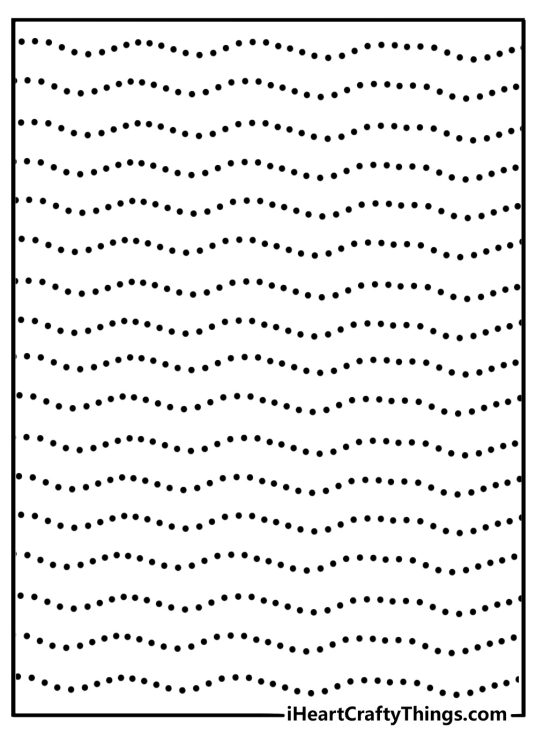 Simple abstract coloring page with bold waves and dotted patterns