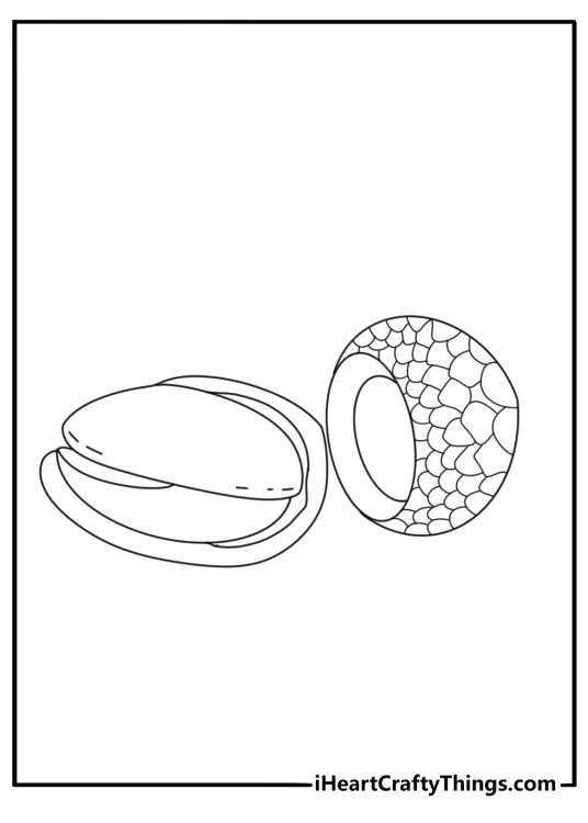 Simple acorn coloring page with a cracked shell showing nut inside