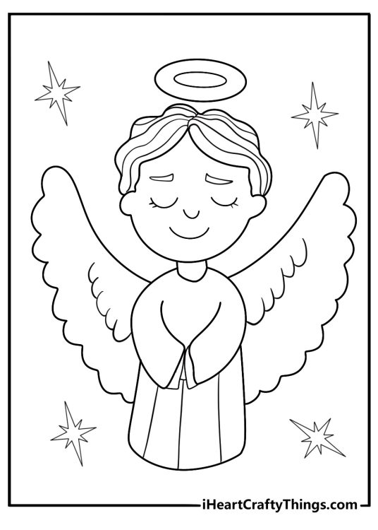 Simple angel outline beginner friendly coloring sheet for preschool