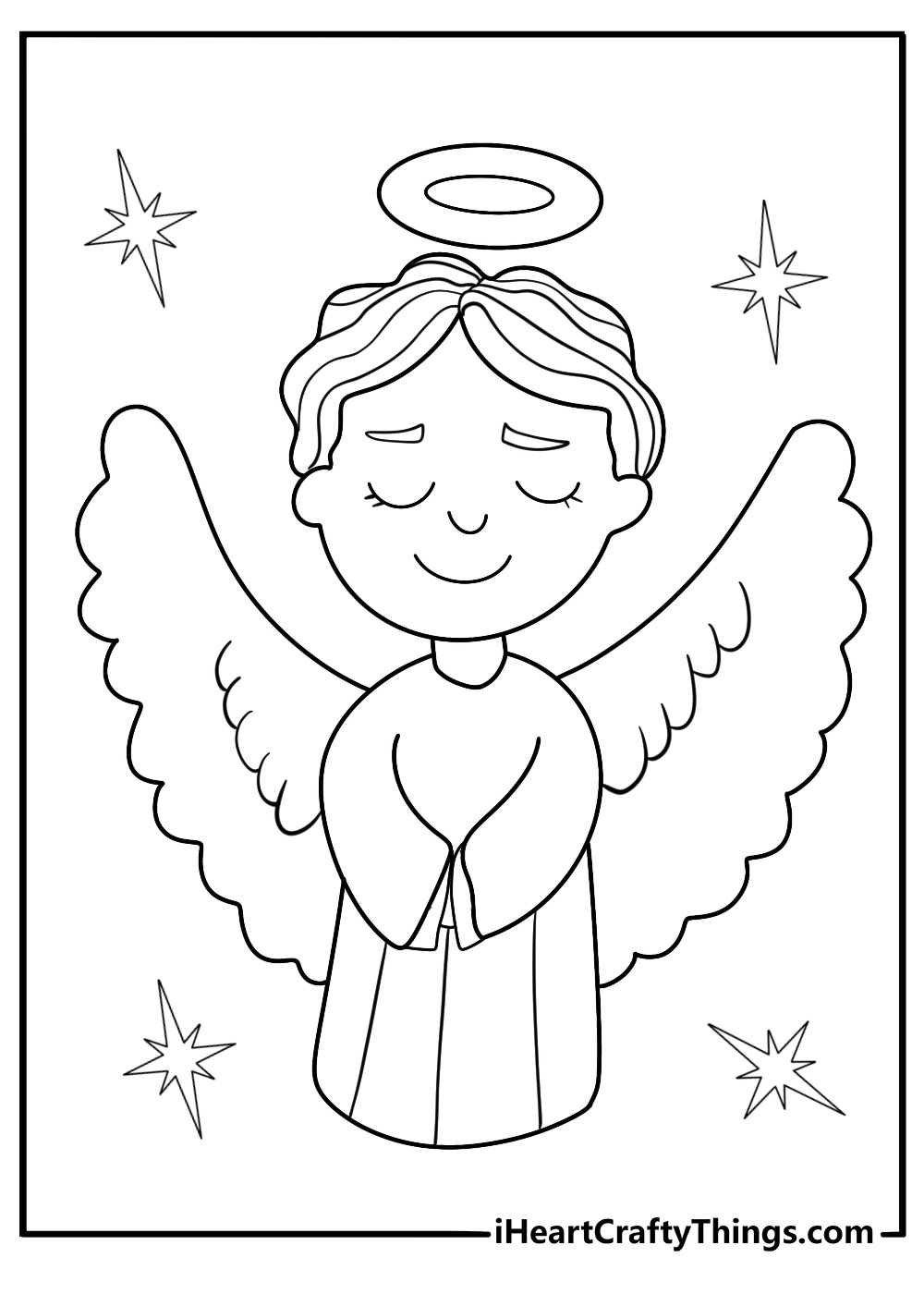 Simple angel outline beginner friendly coloring sheet for preschool